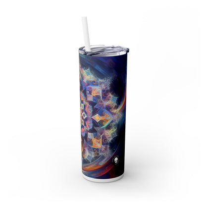 "Dynamic Mandala: A Vibrant Geometric Painting" - The Alien Maars® Skinny Tumbler with Straw 20oz