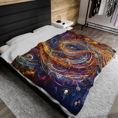 'Cyber Journeys' - The Alien Velveteen Plush Blanket Digital Art