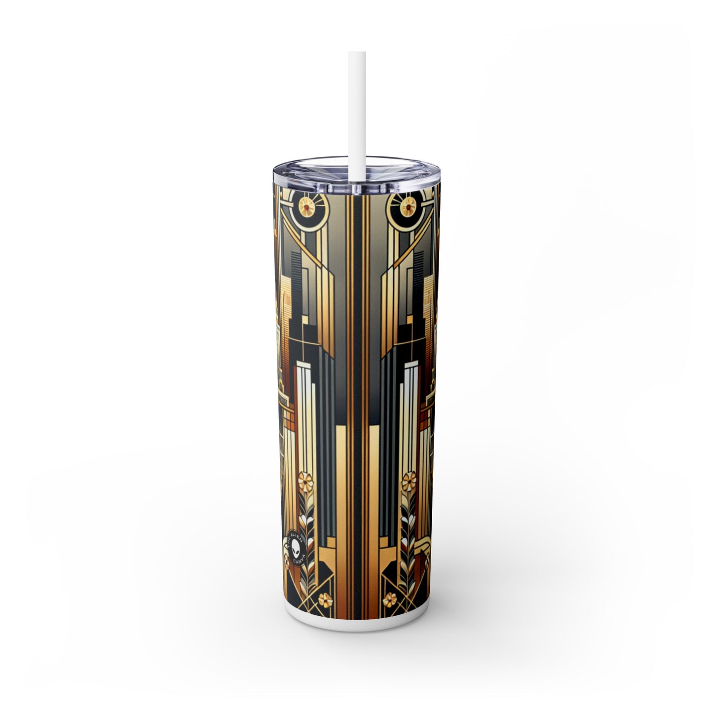 "Luxe Déco : Élégance artistique au Grand Hôtel" - The Alien Maars® Skinny Tumbler avec paille 20oz Art Déco