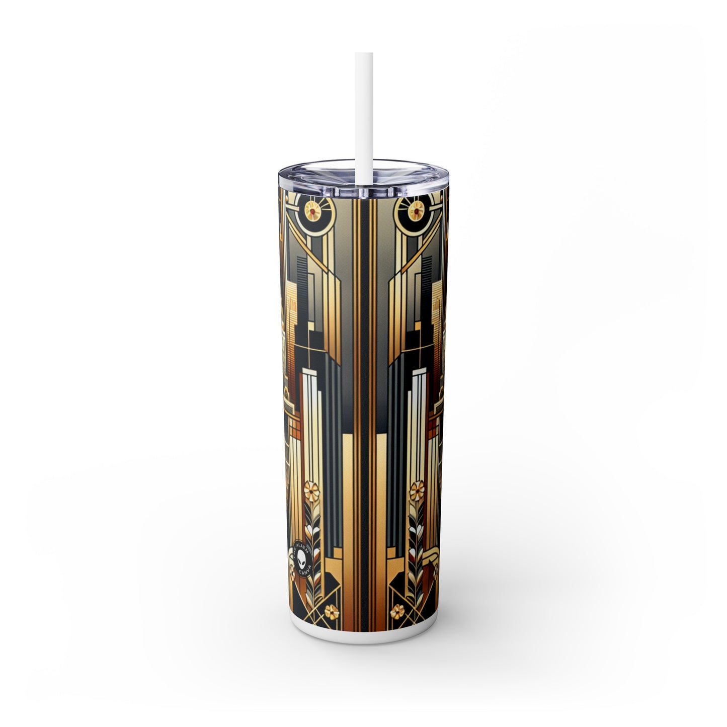 "Luxe Deco: Artistic Elegance at The Grand Hotel" - The Alien Maars® Skinny Tumbler with Straw 20oz Art Deco