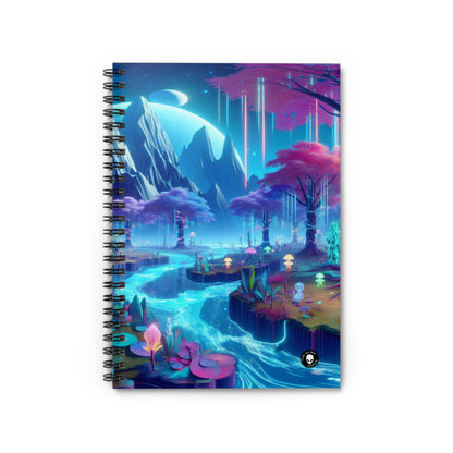 "Dreamscape Odyssey" - El cuaderno de espiral alienígena (línea reglada) Arte de realidad virtual