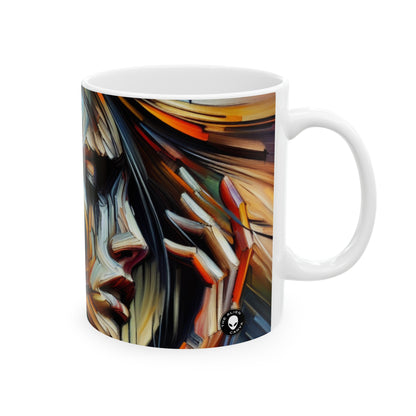 "Night Pulse: Expressions of Urban Chaos" - The Alien Ceramic Mug 11oz Expressionism