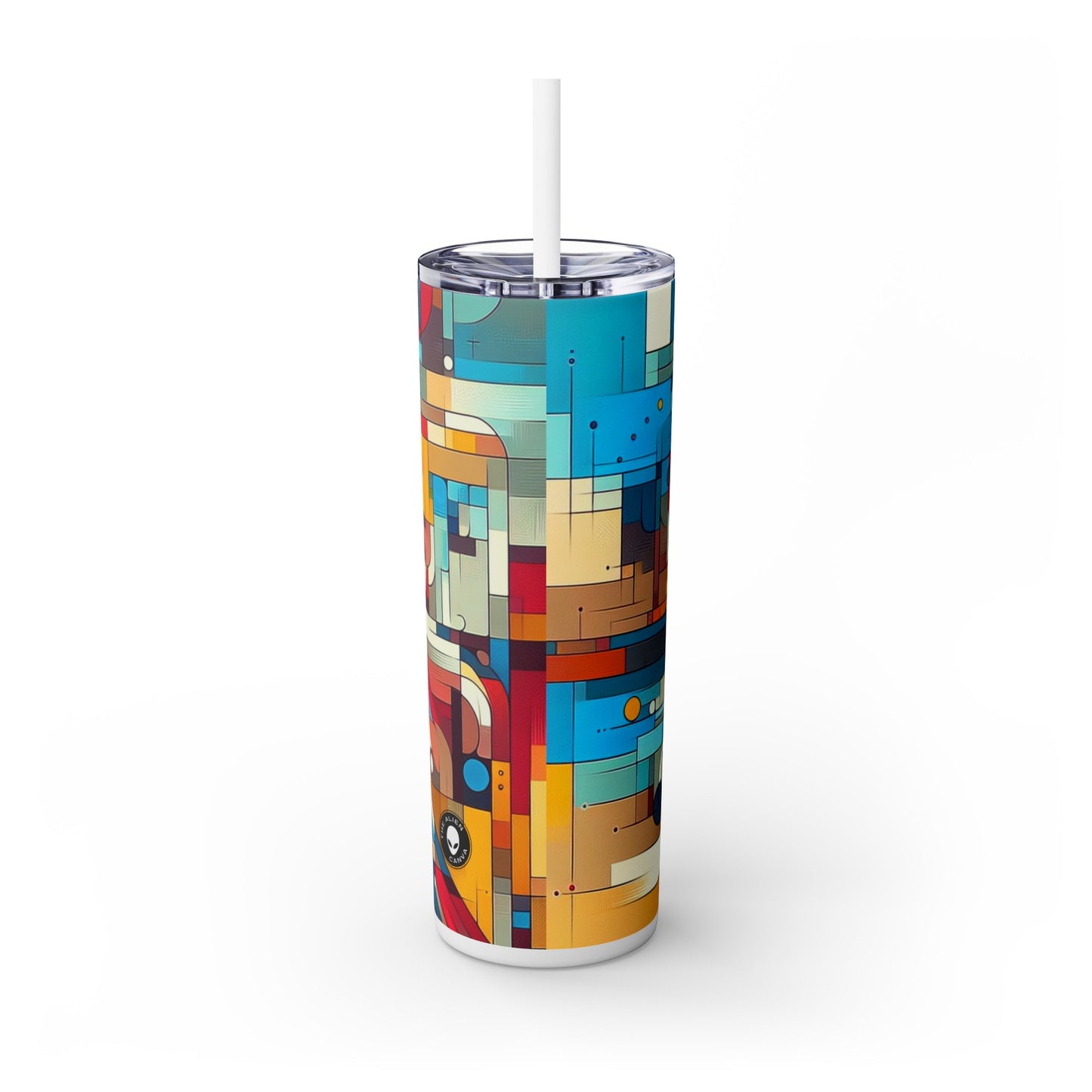 "Galactic Whirlwind: An Abstract Exploration of Cosmic Mysteries" - The Alien Maars® Skinny Tumbler with Straw 20oz Abstract Art