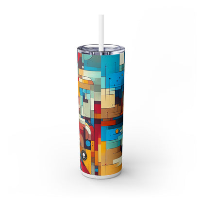 "Galactic Whirlwind: An Abstract Exploration of Cosmic Mysteries" - The Alien Maars® Skinny Tumbler with Straw 20oz Abstract Art