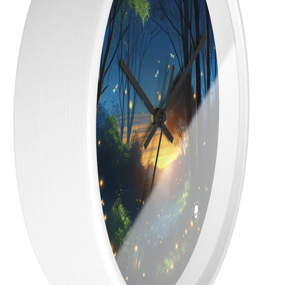 "Enchanted Dusk: Fireflies in the Forest" - The Alien Wall Clock