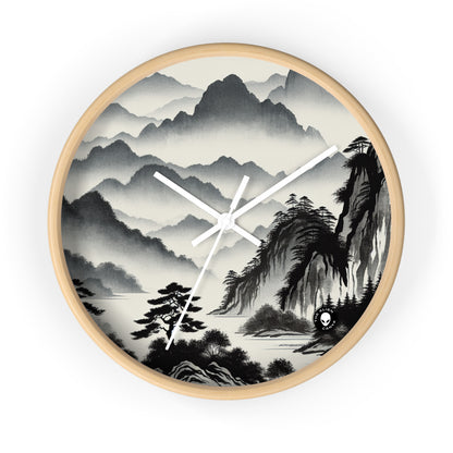 "Harmonious Ink: Capturing the Tranquility of a Zen Garden" - The Alien Wall Clock Ink Wash Painting