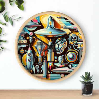 "Neon Deco: A Retro-Futuristic Utopia" - The Alien Wall Clock Retro-futurism