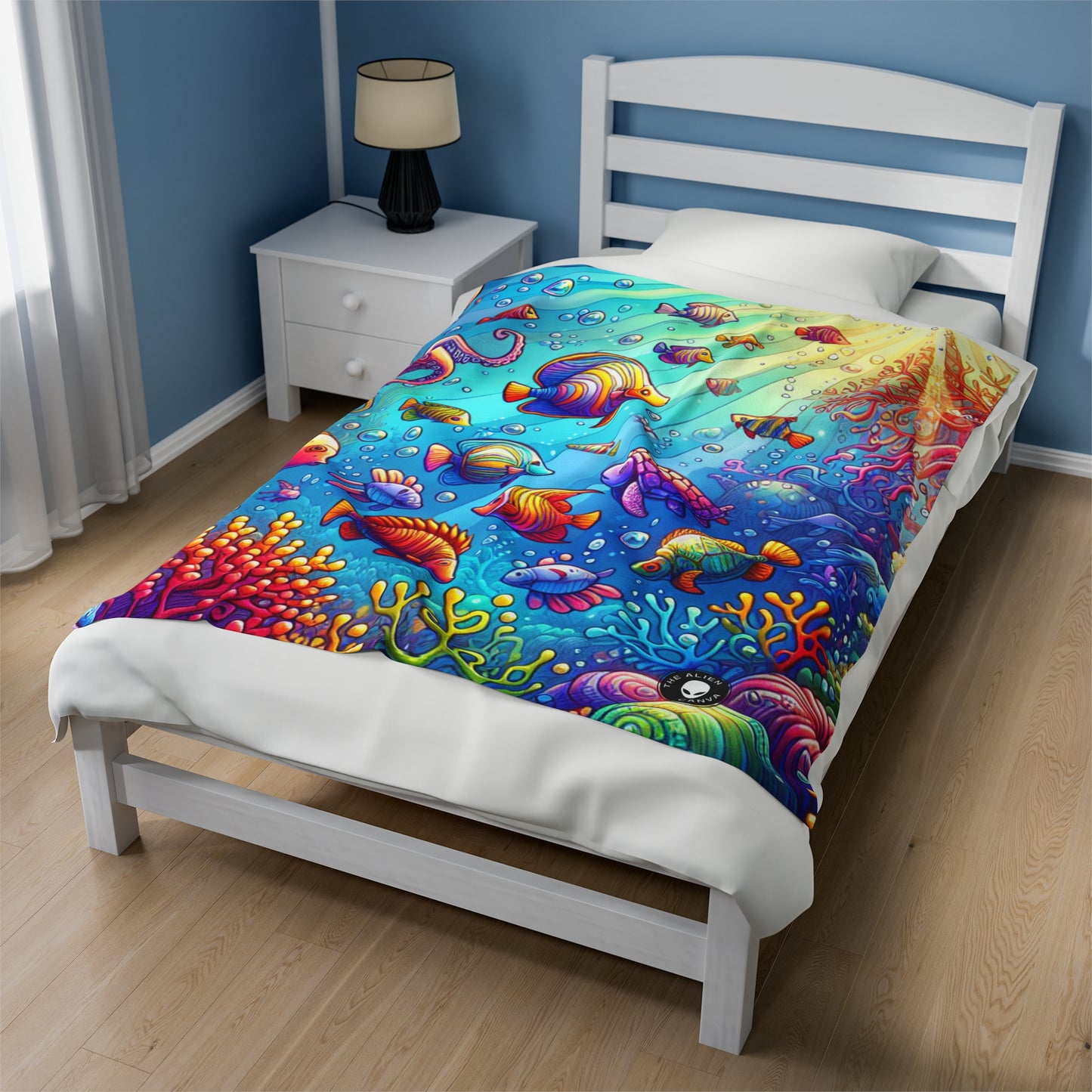 "Seaside Soiree: A Dance Party Under the Sea" - The Alien Velveteen Plush Blanket