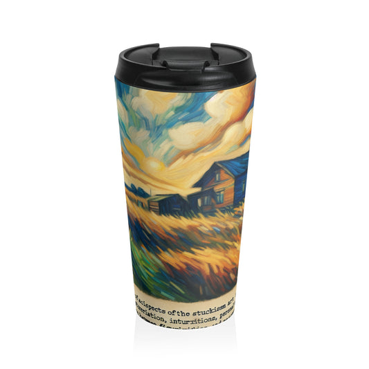 "Digital Disconnect: A Stuckist Exploration of Technology Addiction" - The Alien Stainless Steel Travel Mug Stuckism