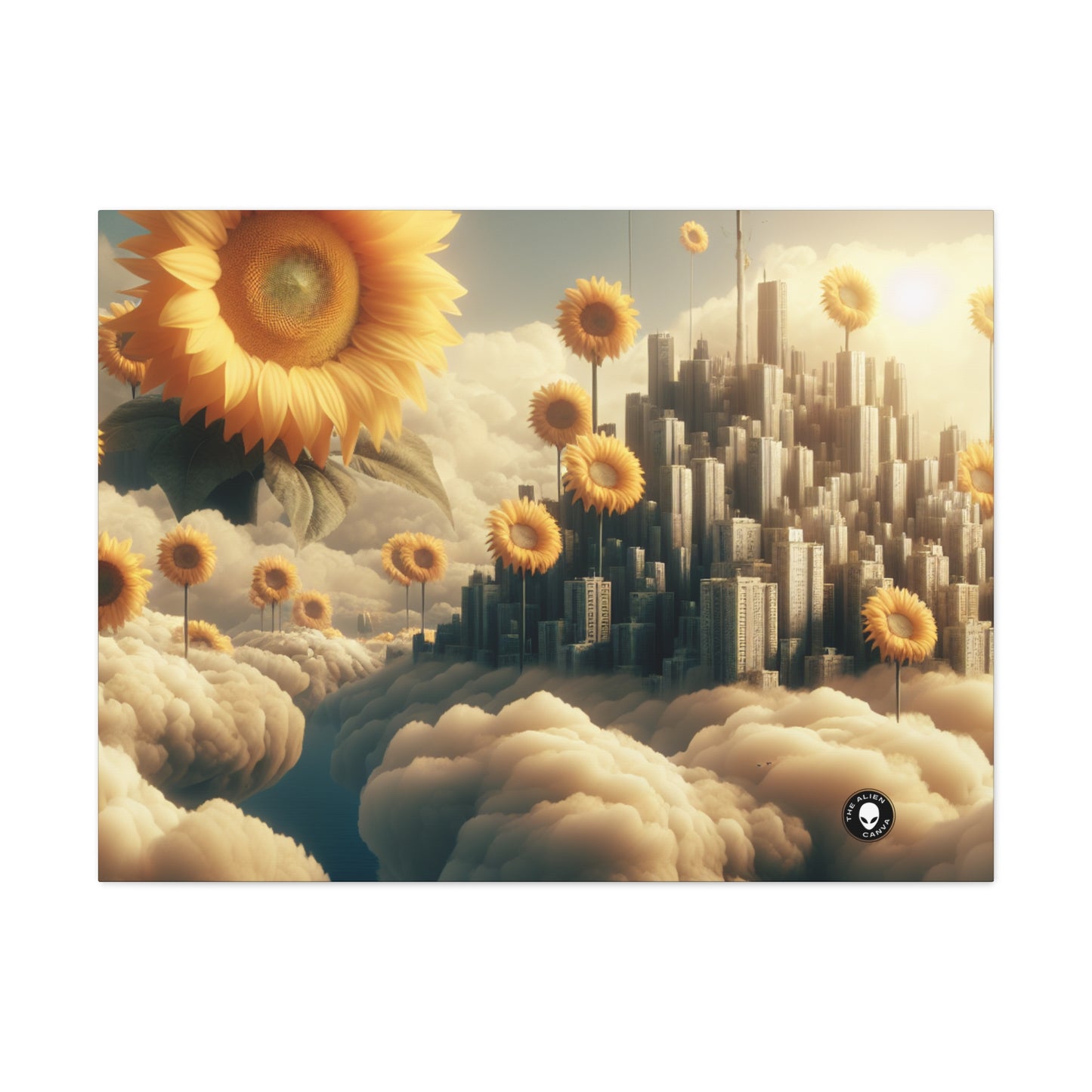 "Ethereal Sky: The City of Clouds and Sunflowers" - The Alien Canva