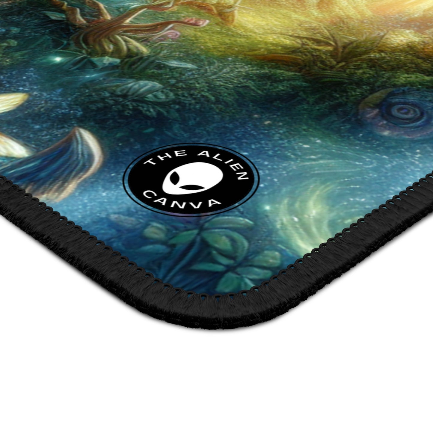 Enchanted Woodland: Glowing Blossoms and Mystical Beings - The Alien Gaming Mouse Pad