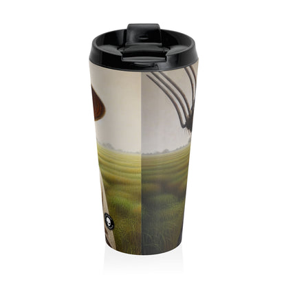 "Farmer in the Fields: A Weathered Reflection" - The Alien Stainless Steel Travel Mug Realism