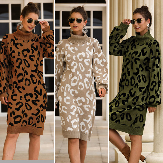 Jersey holgado con capucha y estampado de leopardo