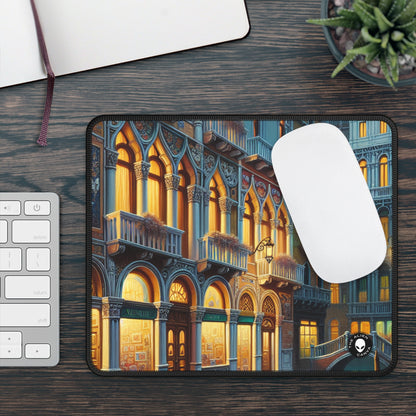 "Noche veneciana: una escena callejera luminosa" - The Alien Gaming Mouse Pad Escuela veneciana