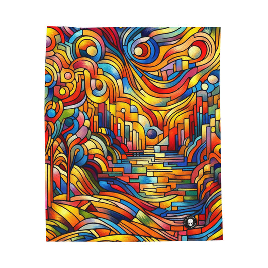 Neon Nightscapes: A Fauvism Cityscape - The Alien Velveteen Plush Blanket Fauvism