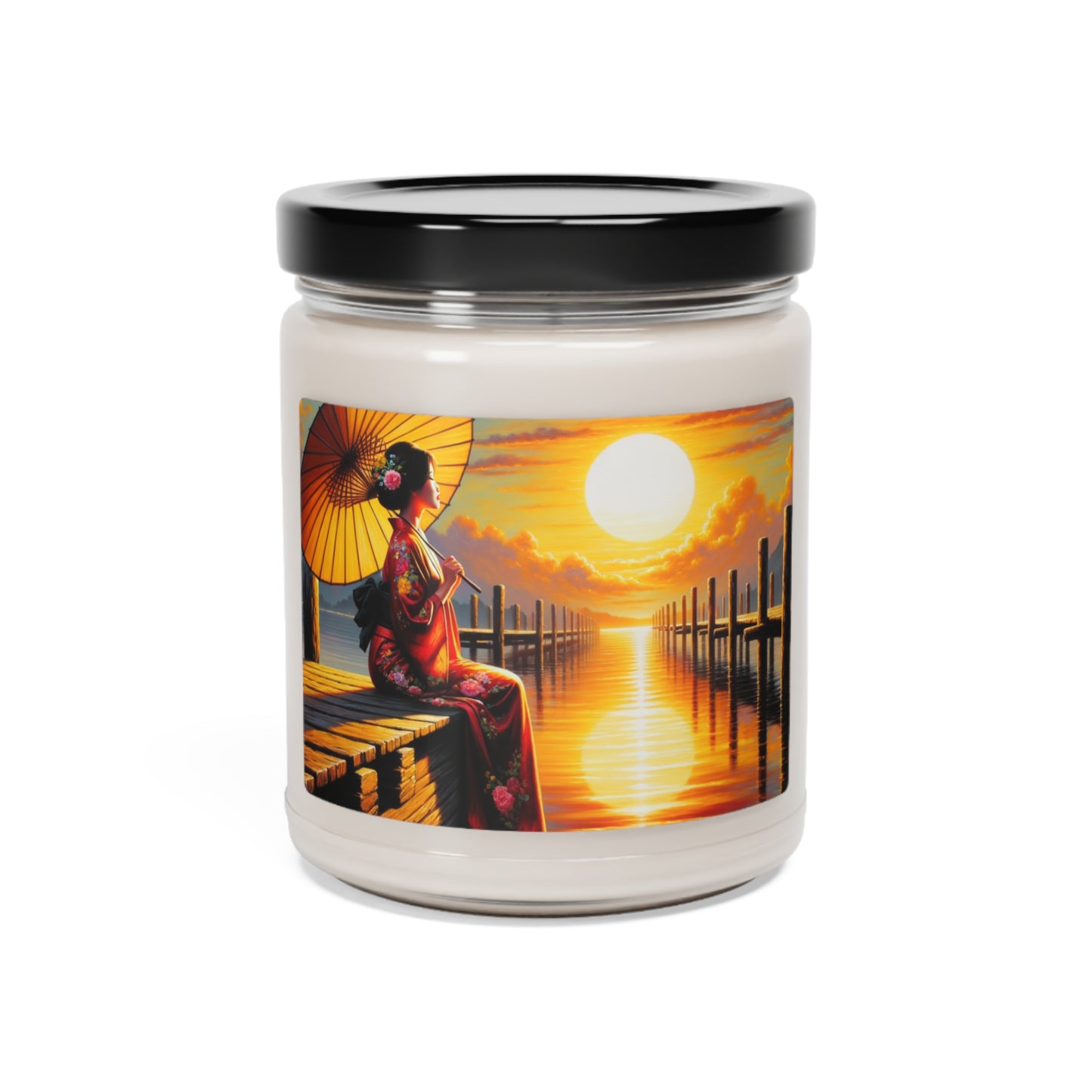 "Reflejos dorados" - La vela de soja con aroma a extraterrestre, estilo impresionista de 9 oz