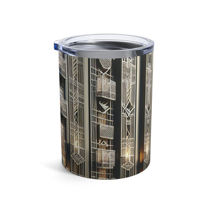 "Elegancia iluminadora: una calle de la ciudad Art Deco" - The Alien Tumbler 10oz estilo Art Deco