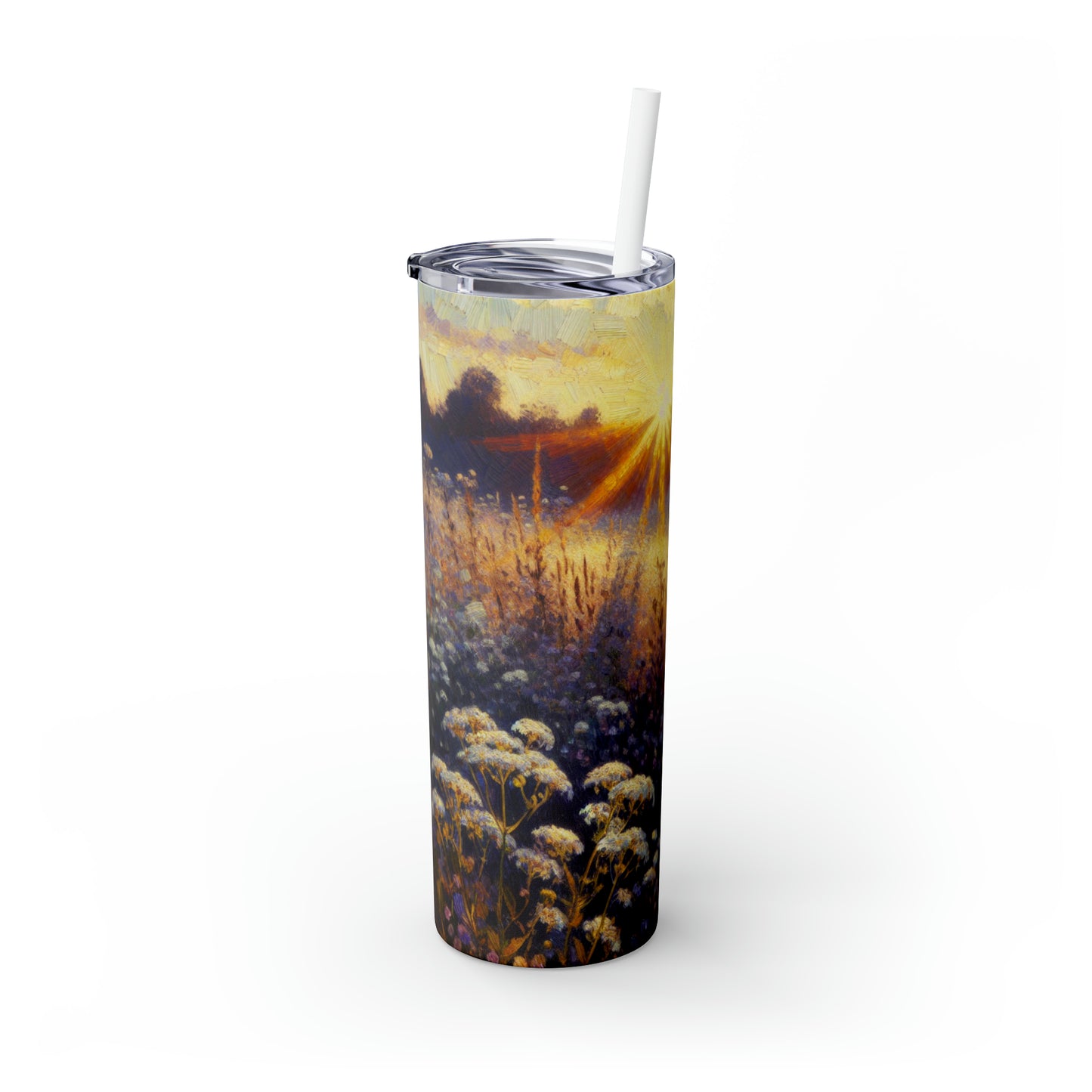 "Wildflower Sunrise" - The Alien Maars® Skinny Tumbler with Straw 20oz Impressionism Style