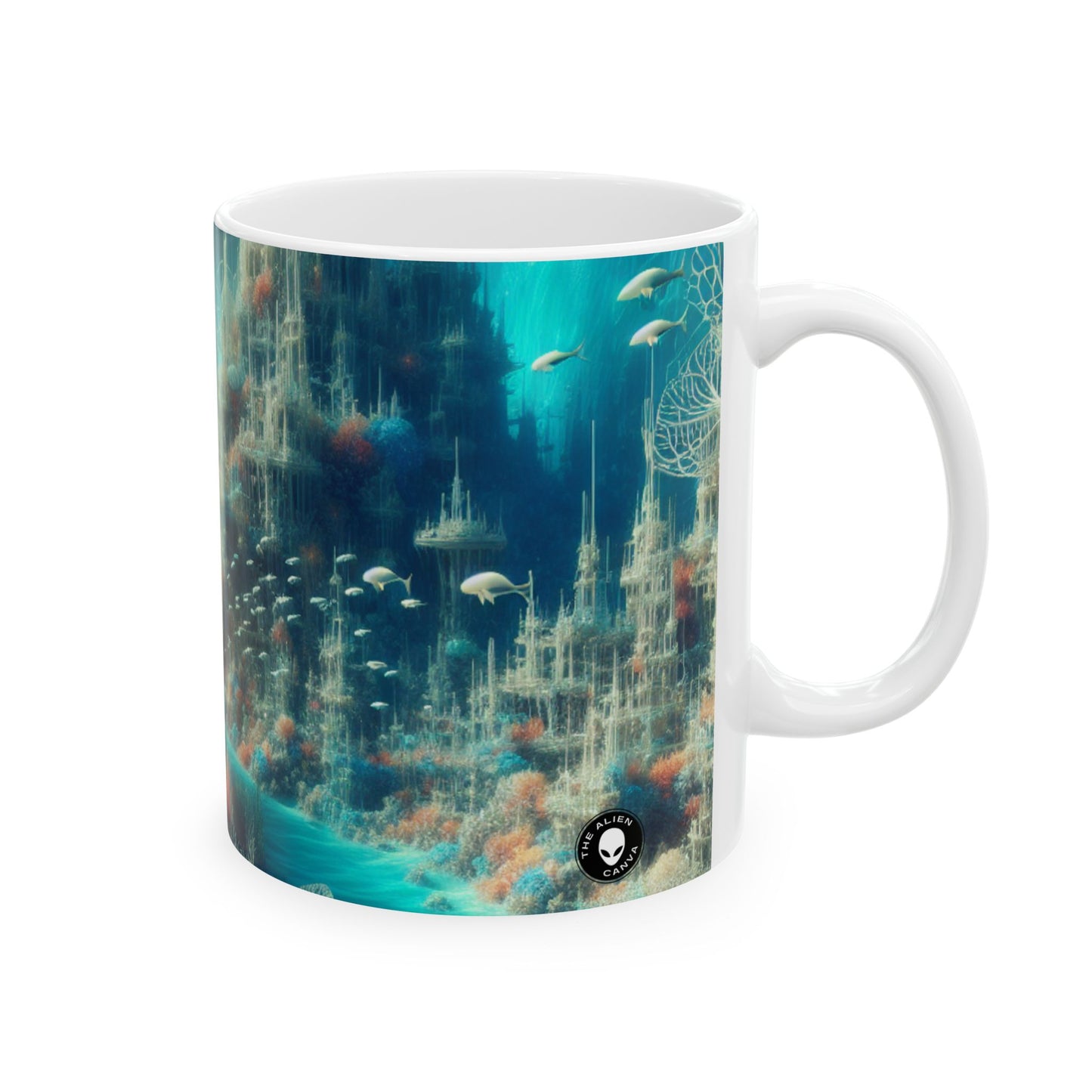 "Paisaje onírico de las profundidades marinas": taza de cerámica extraterrestre de 11 oz