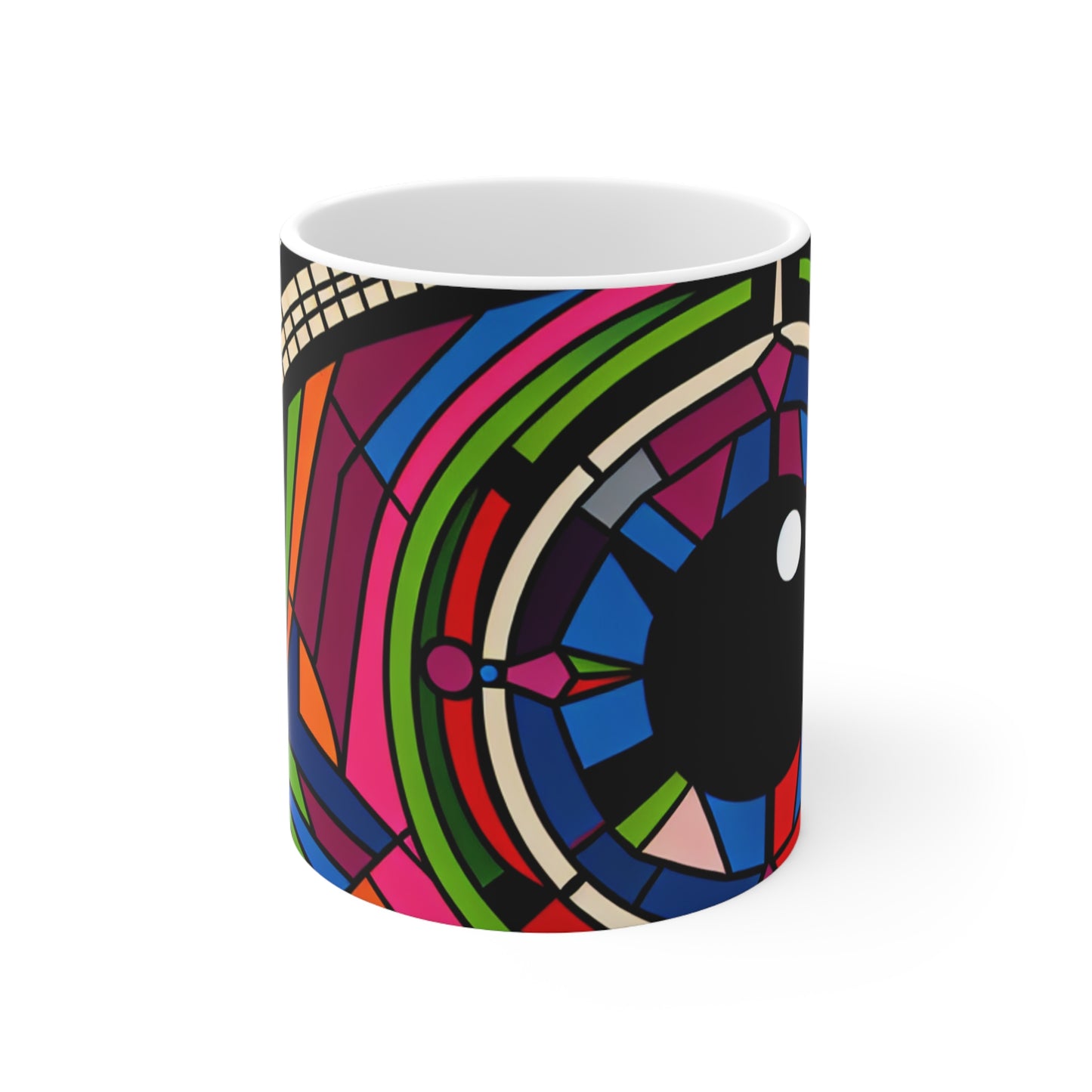 "Ojo del ilusionista". - Taza de cerámica The Alien de 11 oz estilo Op Art