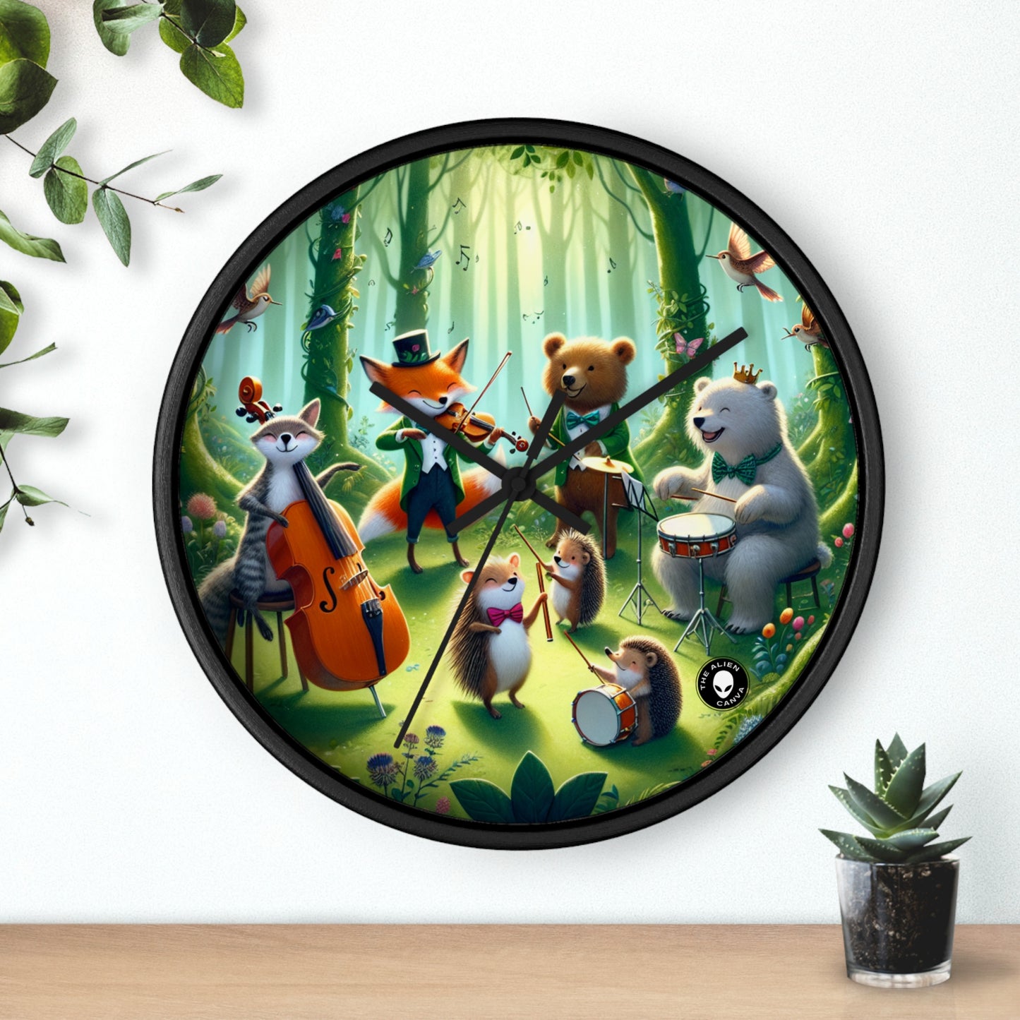 "Animales musicales en el bosque encantado" - El reloj de pared alienígena