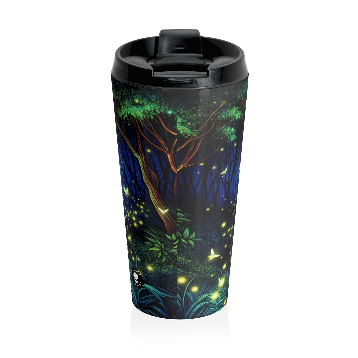 "Bosque Encantado: Resplandor Nocturno" - Taza de Viaje de Acero Inoxidable de Alien