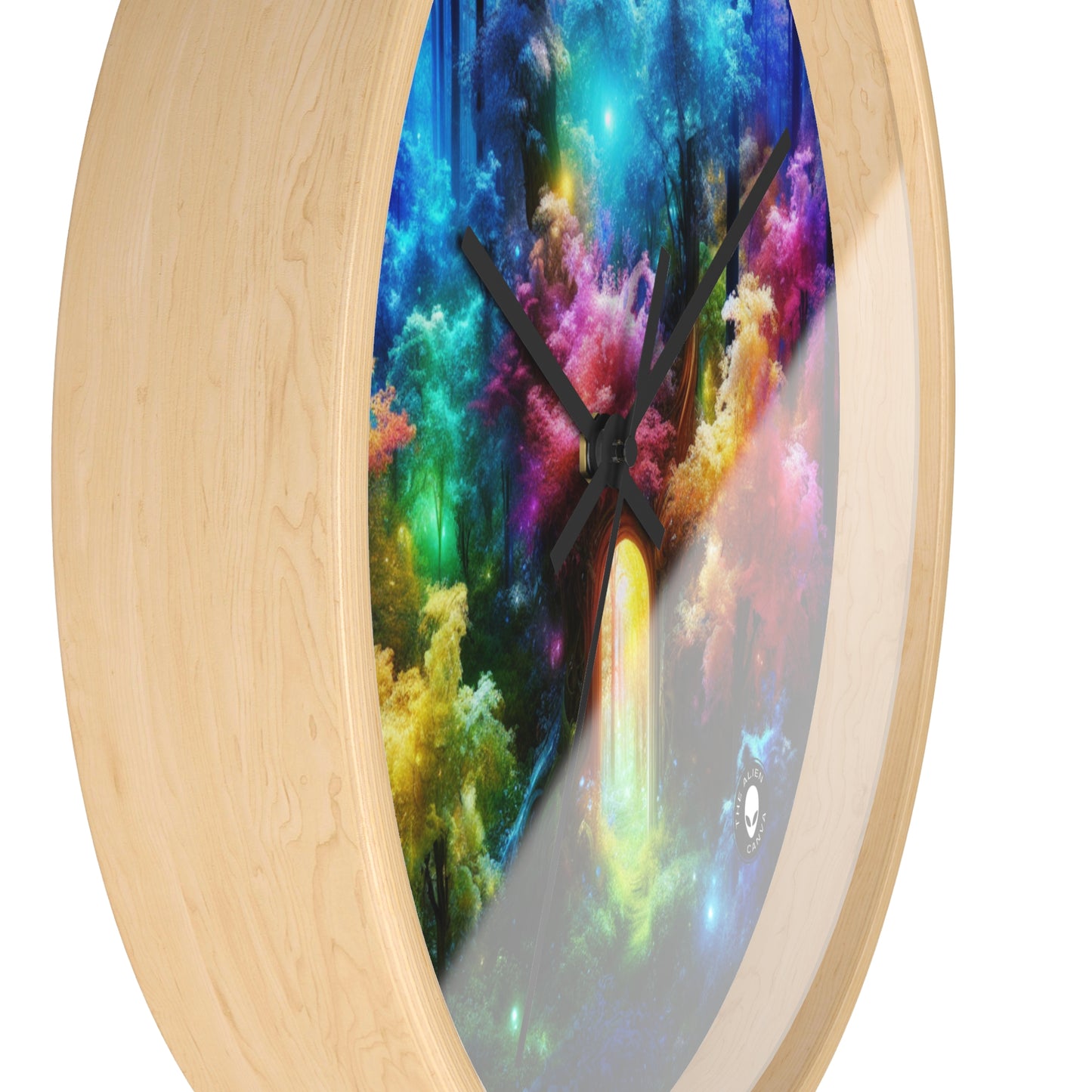 "Enchanted Rainbow Forest: Gateway to the Unseen Realm" - The Alien Wall Clock