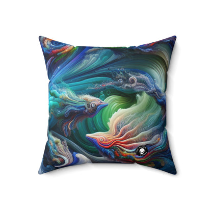 "Psychedelic Underwater Wonderland"- The Alien Spun Polyester Square Pillow