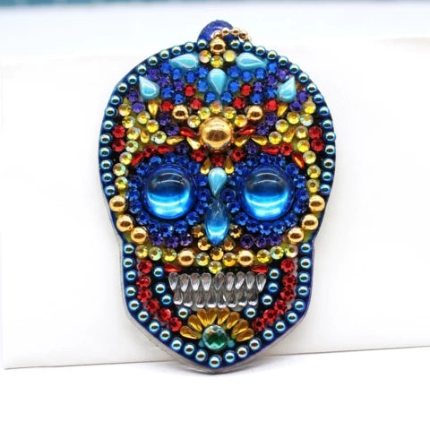 Juego de 4 Calaveras de Azúcar | Llaveros | Pintura Diamante Bricolaje