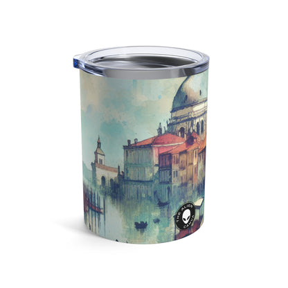 Costa Tranquila: Una pintura serena de acuarela al atardecer - The Alien Tumbler 10oz Pintura de acuarela