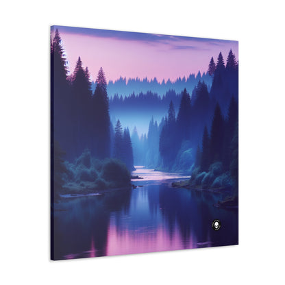 "Twilight Tranquility : Réflexions sur la rivière forestière" - The Alien Canva