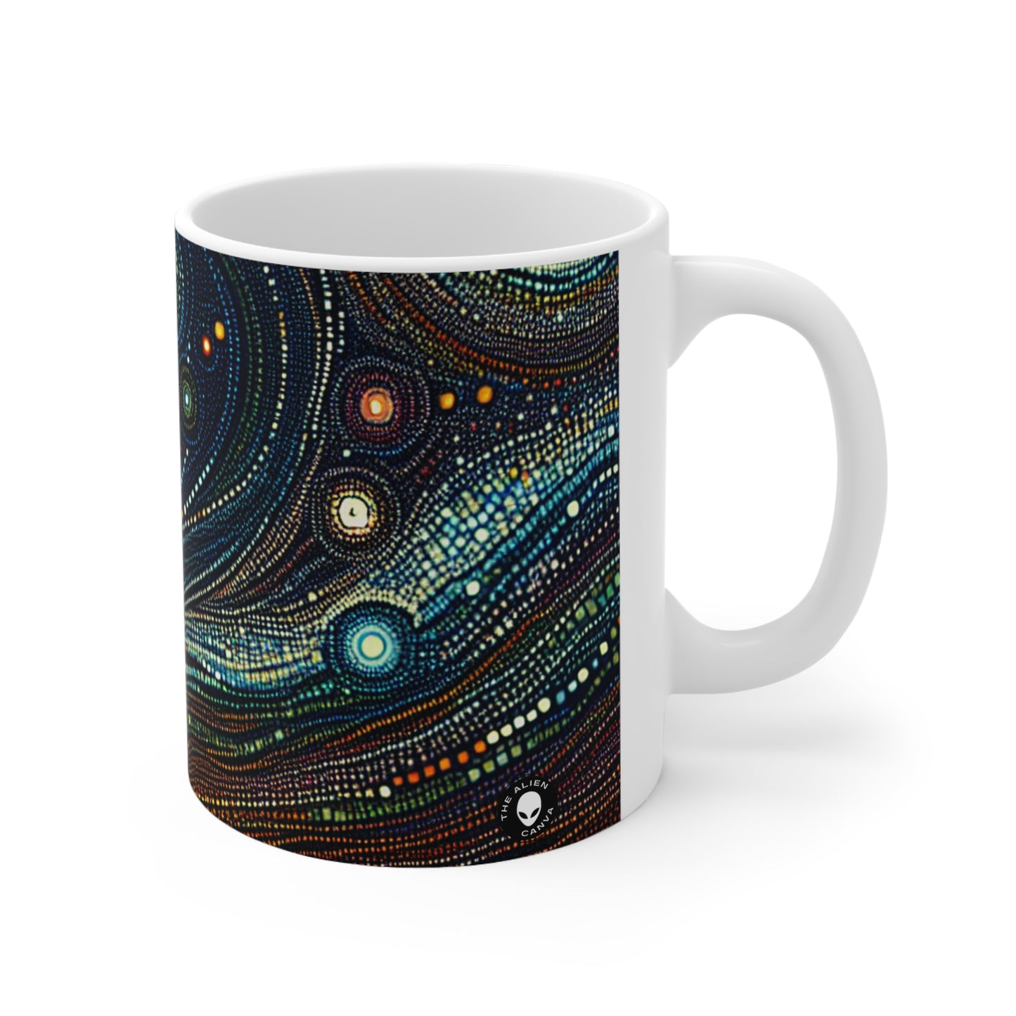 "Starry Dots: A Celestial Mosaic" - The Alien Ceramic Mug 11oz Pointillism