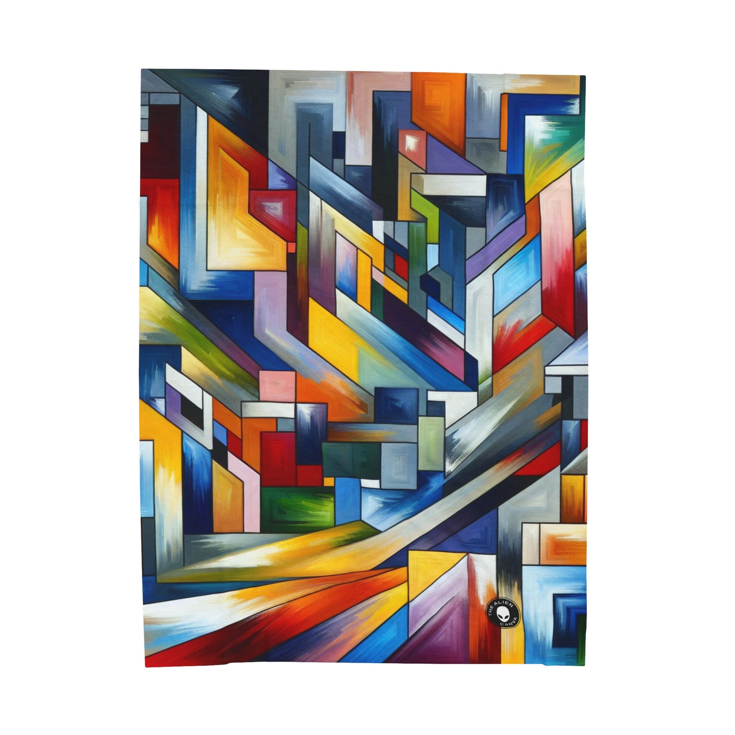 "City Pulse: A Vibrant Nighttime Geometric Journey" - The Alien Velveteen Plush Blanket Hard-edge Painting