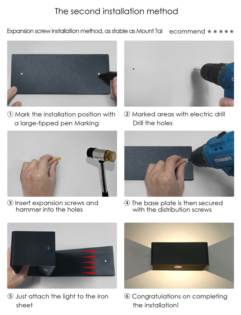 Lampe murale LED sans fil à chargement USB