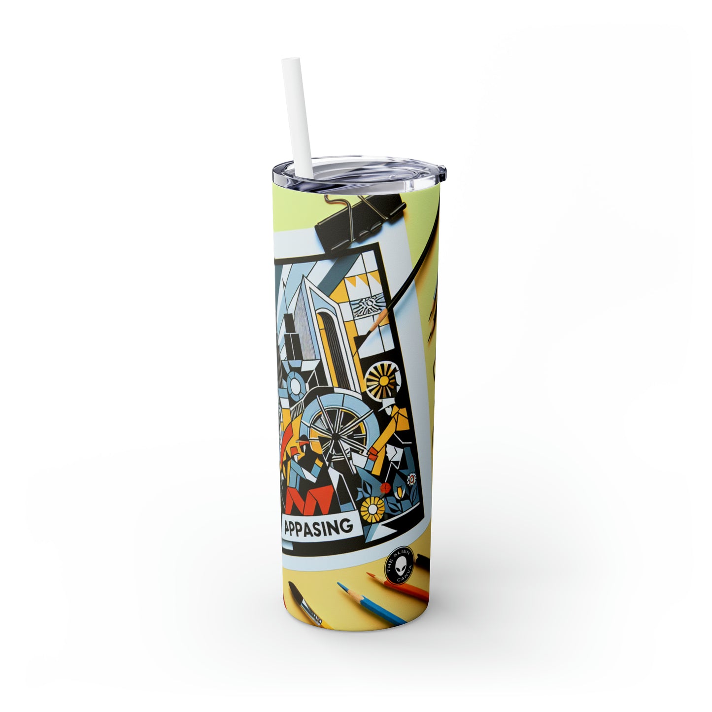 "Constructive City: A Vibrant Celebration of Urban Progress" - The Alien Maars® Skinny Tumbler with Straw 20oz Constructivism