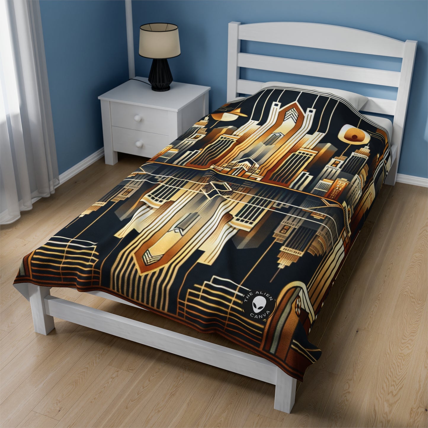 "Luxe Deco: Artistic Elegance at The Grand Hotel" - The Alien Velveteen Plush Blanket Art Deco