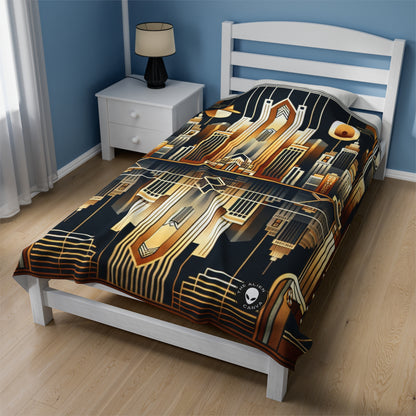 "Luxe Deco: Artistic Elegance at The Grand Hotel" - The Alien Velveteen Plush Blanket Art Deco