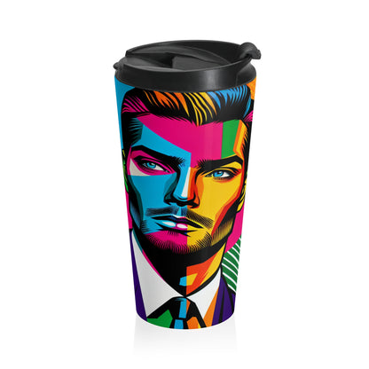 "Celebrity Pop Art Portrait" - The Alien Stainless Steel Travel Mug Pop Art Style