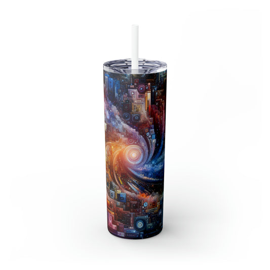 "Futuristic City Nights: A Dazzling Metropolis of Innovation and Imagination" - The Alien Maars® Skinny Tumbler with Straw 20oz Digital Art