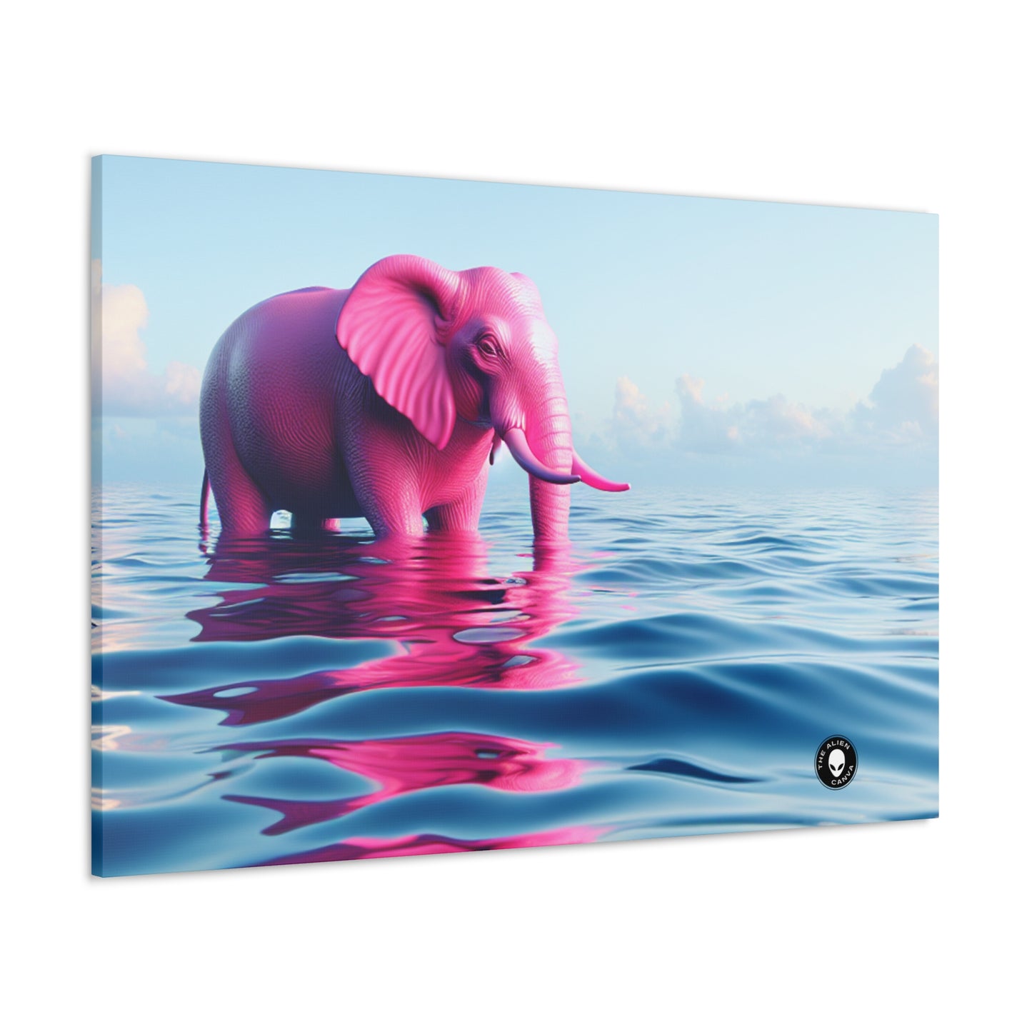 "The Pink Elephant in the Deep Blue Sea" - The Alien Canva A pink elefant floating in the ocean