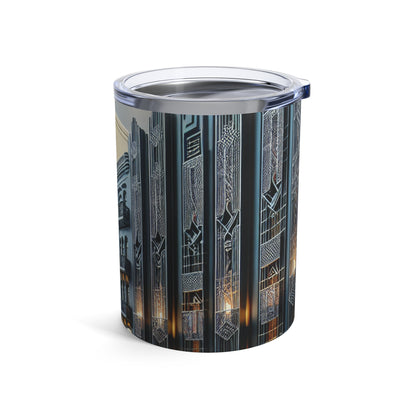 "Illuminating Elegance: An Art Deco City Street" - The Alien Tumbler 10oz Art Deco Style