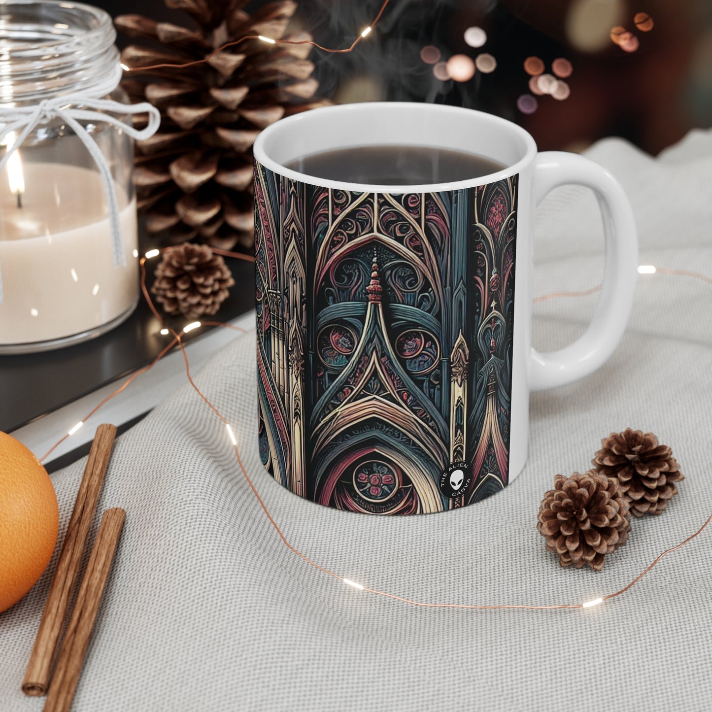 "Solace in Shadows: A Gothic Masterpiece of Eternal Darkness and Melancholic Beauty" - The Alien Ceramic Mug 11oz Gothic Art