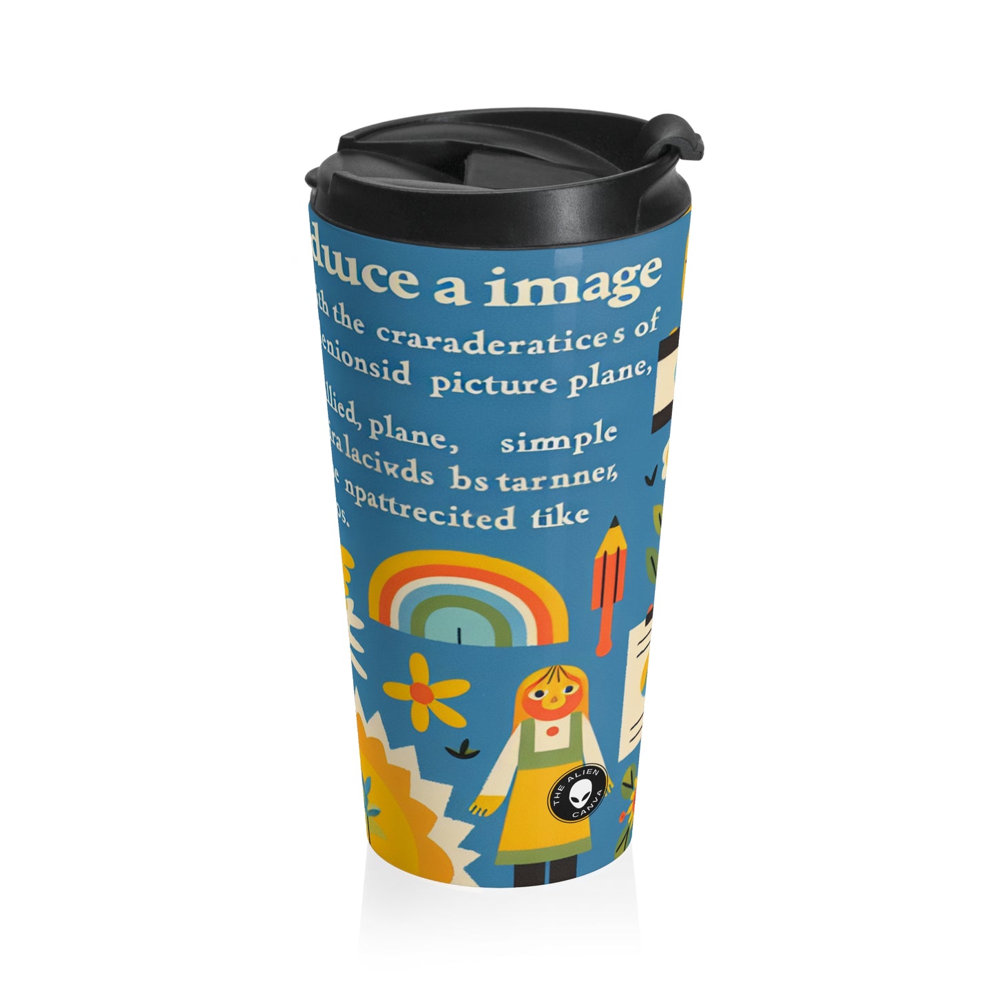 "Innocent Adventures: Whimsical Jungle Explorer" - The Alien Stainless Steel Travel Mug Naïve Art