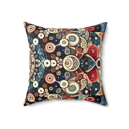 "Nature's Harmony: Floral Mandala Art"- The Alien Spun Polyester Square Pillow Pattern Art