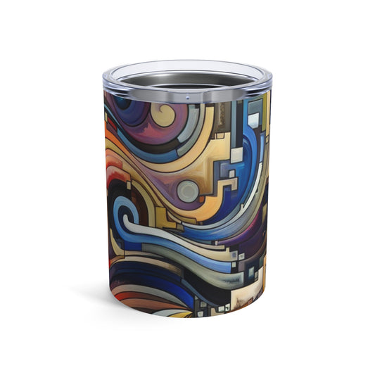 "Serene Blue: Abstract Art with Geometric Shapes" - The Alien Tumbler 10oz Abstract Art