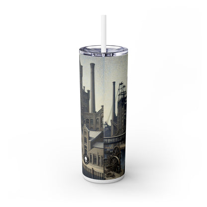 "Urban Precision: Modern Cityscape in the Style of Precisionism" - The Alien Maars® Skinny Tumbler with Straw 20oz Precisionism