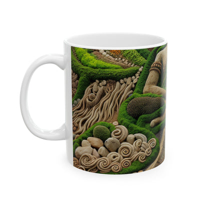 "Forest Mandala: Una armonía de la naturaleza" - La taza de cerámica alienígena 11oz Earth Art