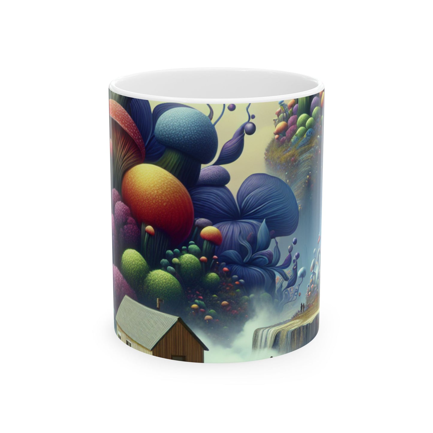 « Flore géante et villages miniatures : un pays des merveilles de rêve » – Tasse en céramique Alien 11 oz