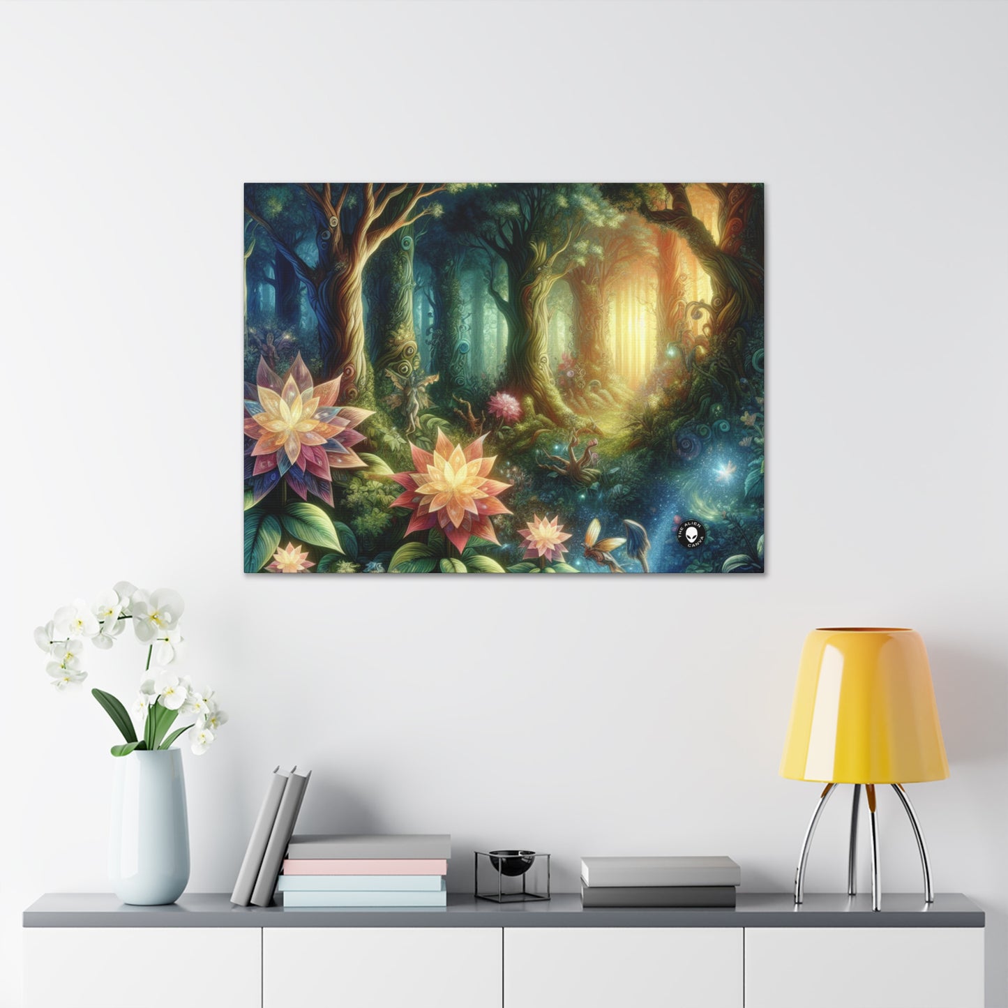 Enchanted Woodland: Glowing Blossoms and Mystical Beings - The Alien Canva