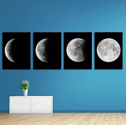 Moon Phases Four Panel Canvas Print Posters